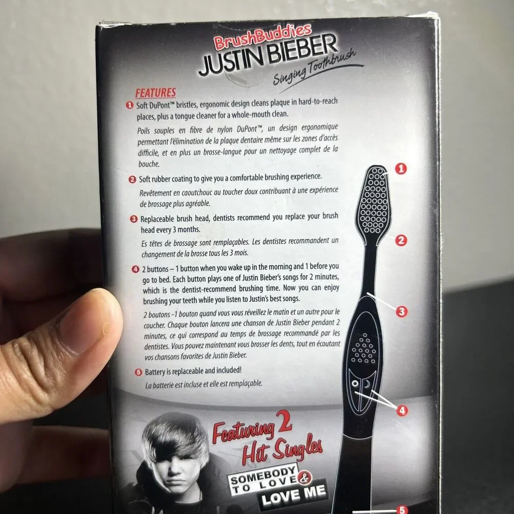 Justin Bieber Brush Buddies Singing Toothbrush PURPLE Somebody To Love/Love Me